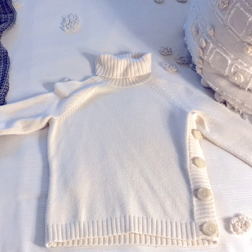 White Limited Sweater with side buttons